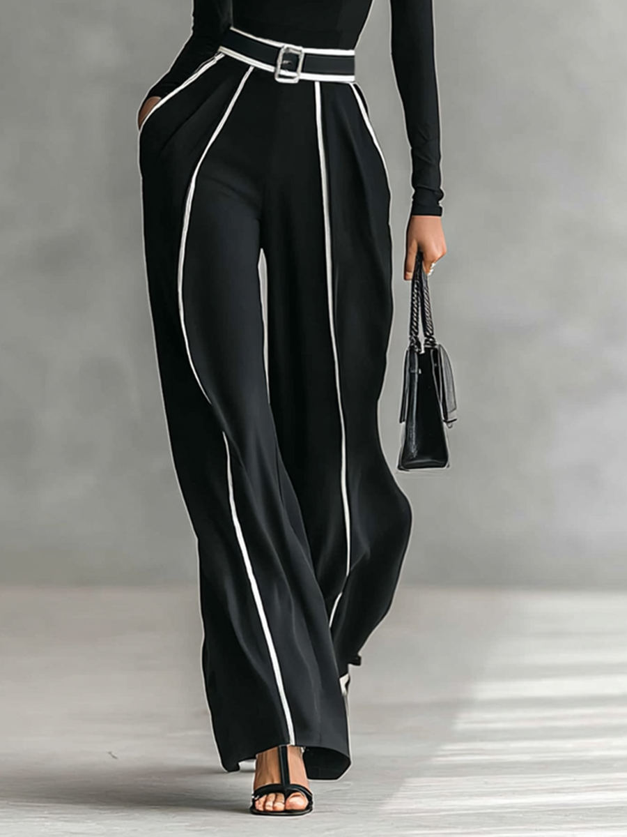 Mono Elegante – Negro con Detalles en Blanco