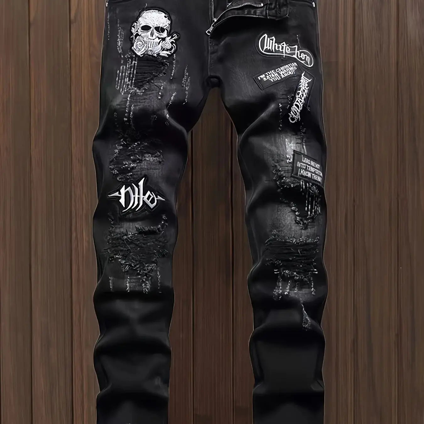 Men's Skull Patchwork Jeans