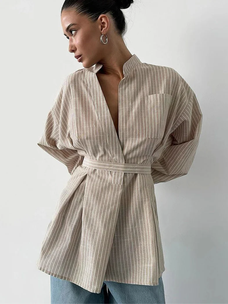 Loose Brown Stripe Shirt
