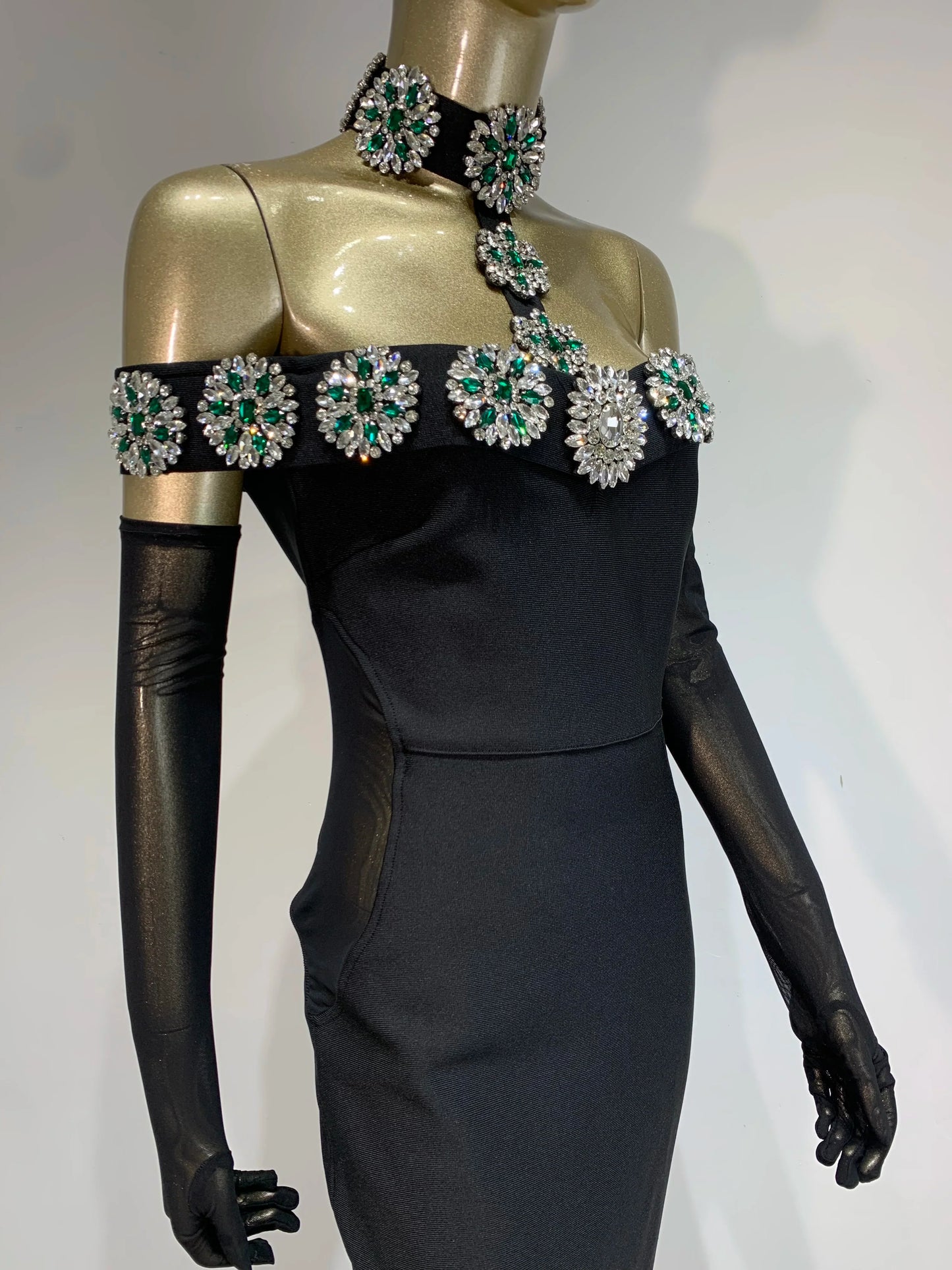 Cari Crystal Black Maxi dress