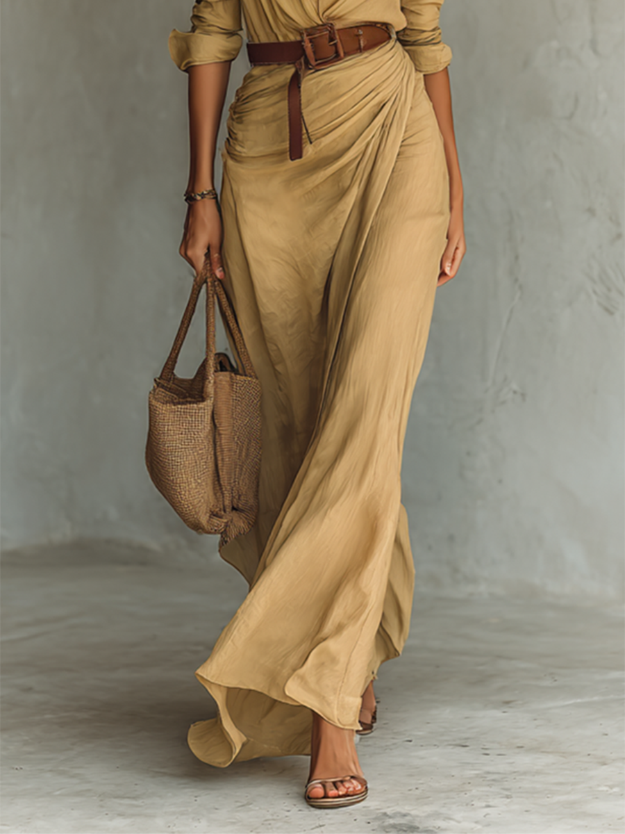 Vestido Maxi Safari Chic – Elegancia Natural