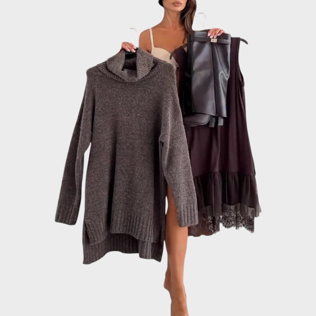 AURORA | CONJUNTO DE SUÉTER Y VESTIDO