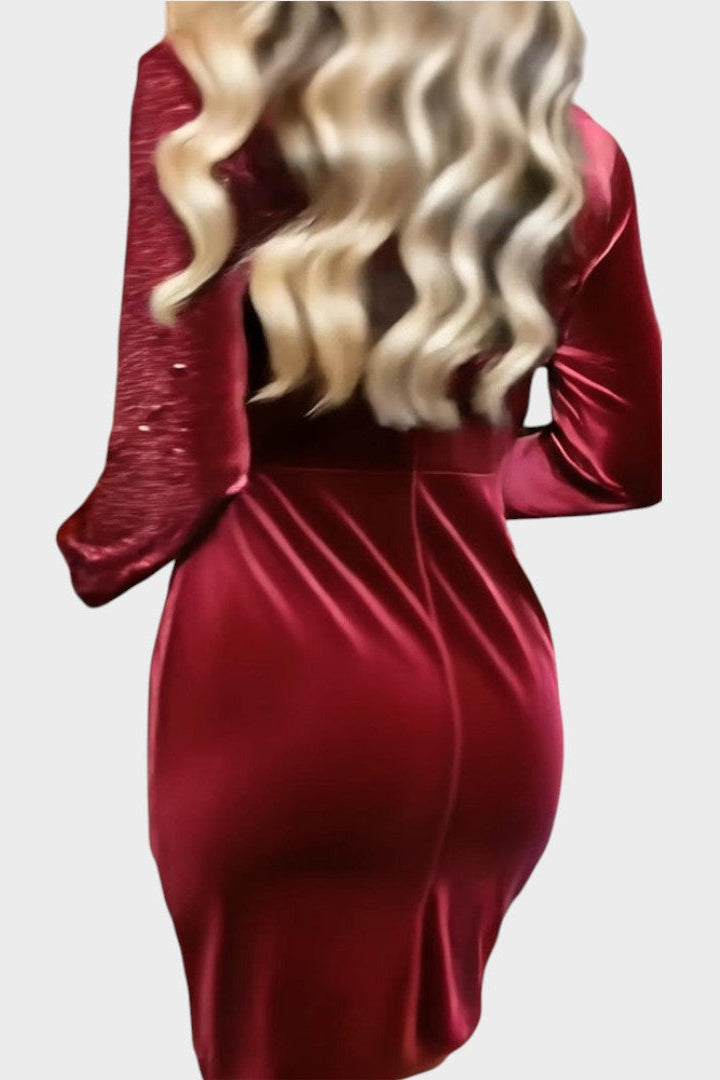 CAYETANA | VESTIDO MIDI CRUZADO DE TERCIOPELO CON LENTEJUELAS