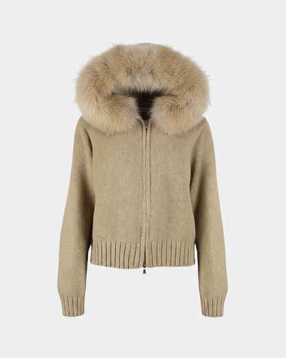 CATERINA | ABRIGO DE PUNTO CAPUCHA PELO