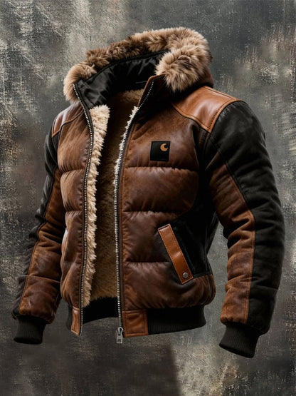 CHAQUETA ARTESANAL DE CUERO CON FORRO DE LANA