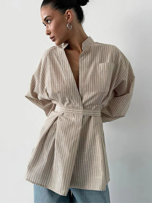 Loose Brown Stripe Shirt