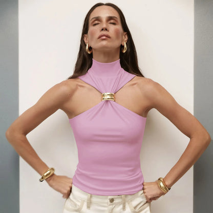 Turtleneck Knit Tank Top